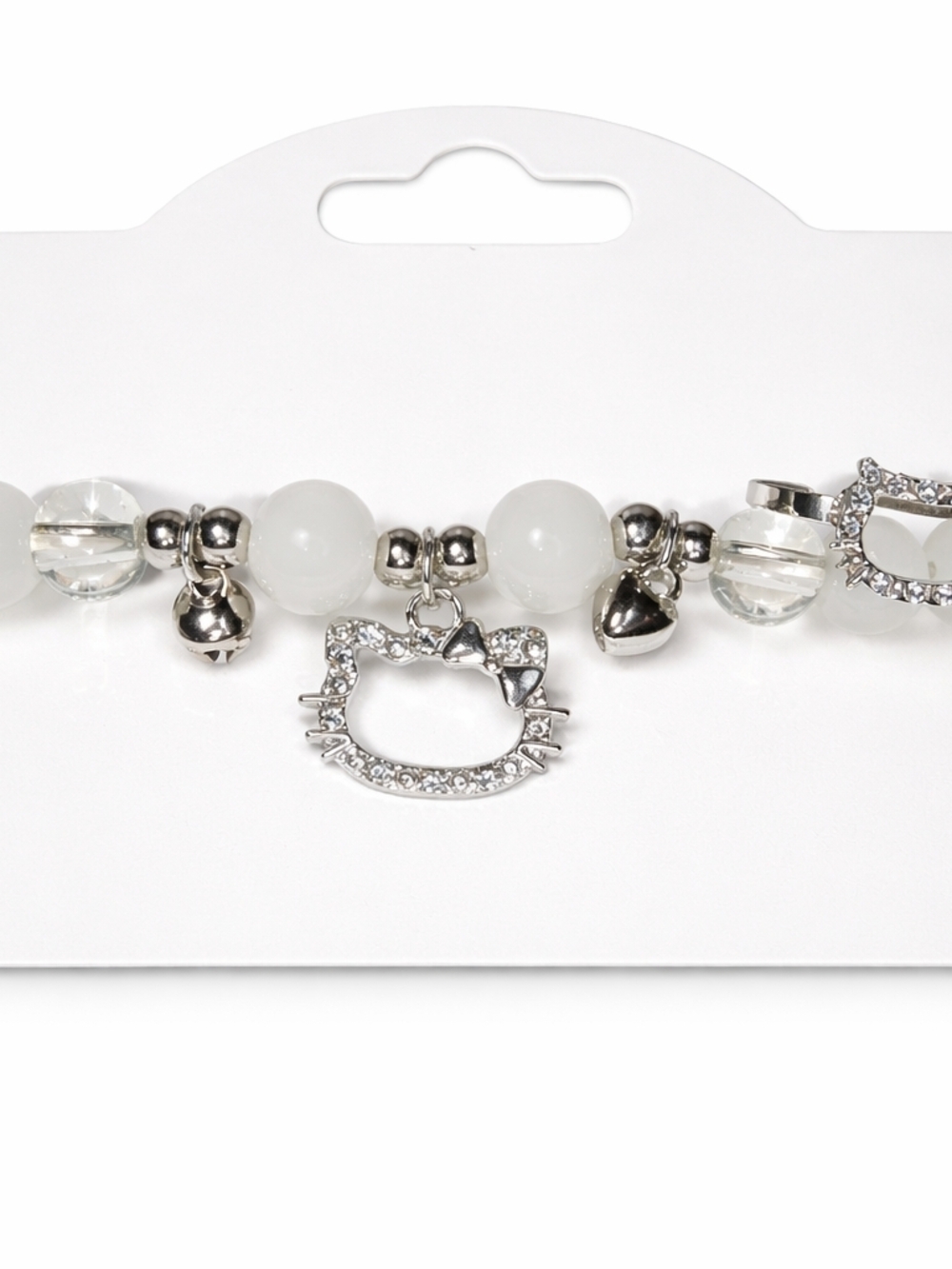 Silver Crystal kitty Inspired Cat Charm Bracelet - Women Jewelry